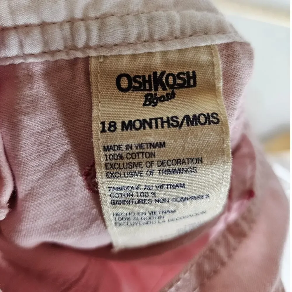 Oshkosh Overalls Jumper Dress Pink Flowers Vestbak 18 Month Pink